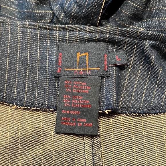 Janice Nelli Denim Pinstripe Ruffle Jacket Size L - Picture 8 of 8